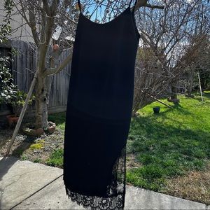 Black Cami Midi Dress Lace Embroidered